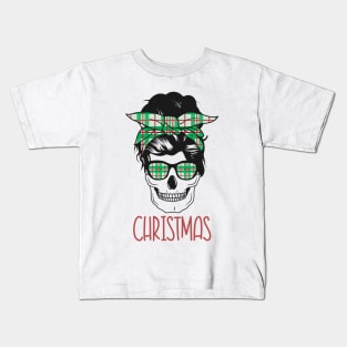 Messy Bun Mom Christmas Kids T-Shirt